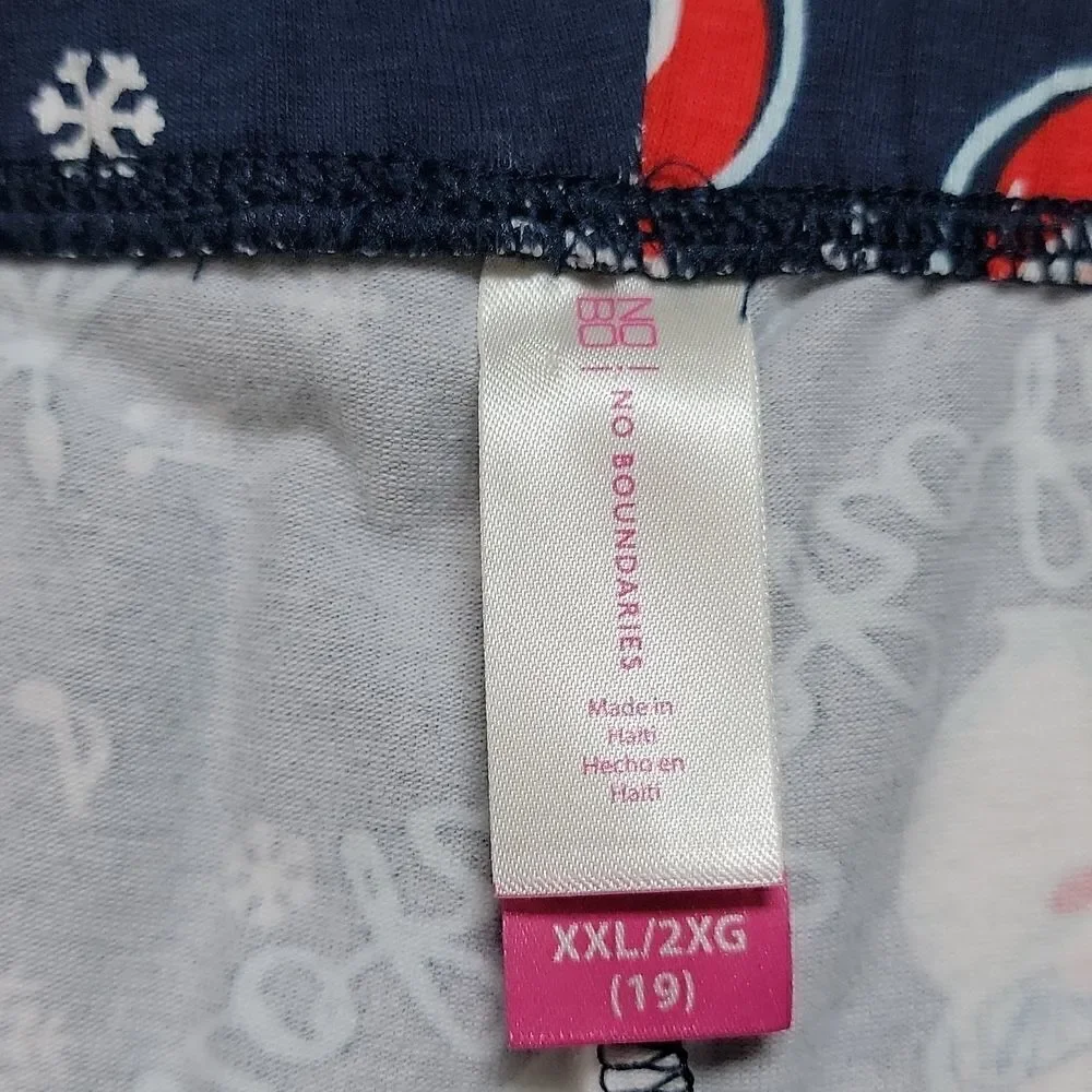 NO BOUNDARIES BLUE CHRISTMAS SANTA FACE HO HO HO LEGGING CAPRIS, SIZE 2XL XXL 19 - Picture 5 of 6